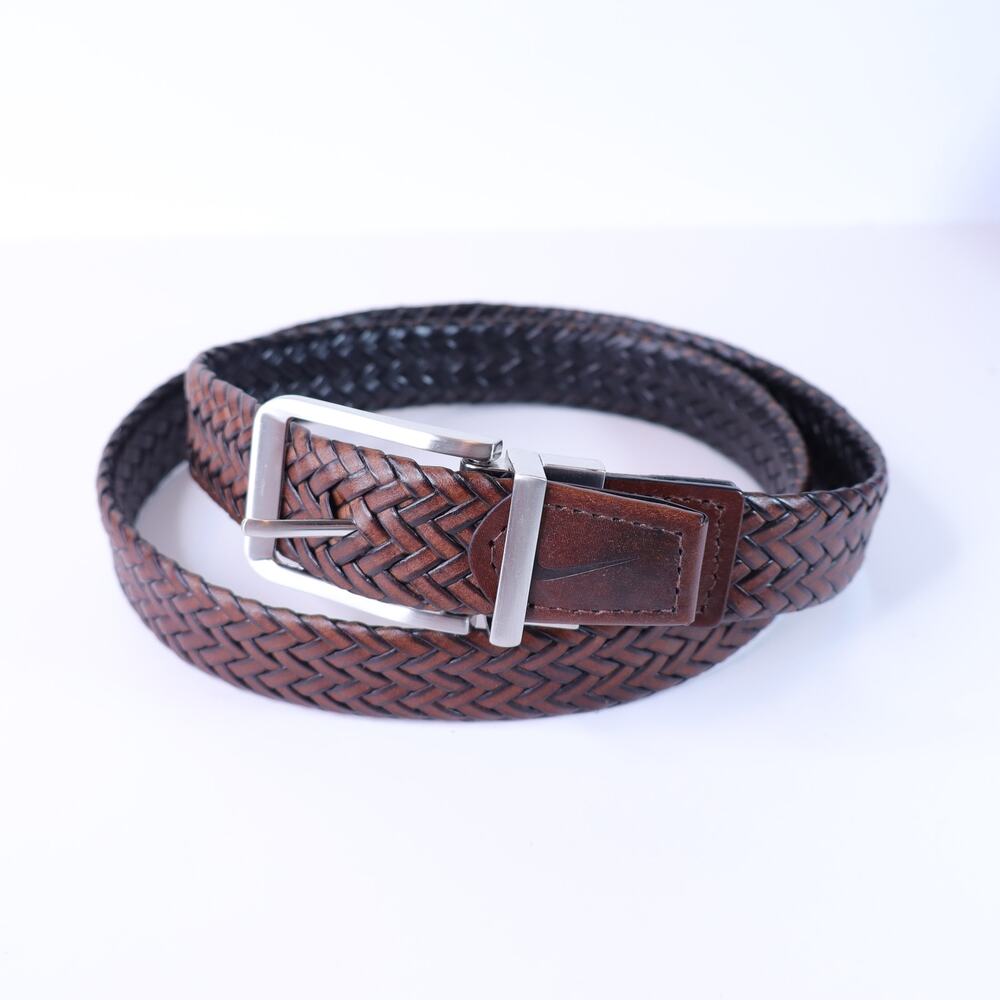 NIKE Golf Reversible Belt Braided Leather Brown and Black Men's XL